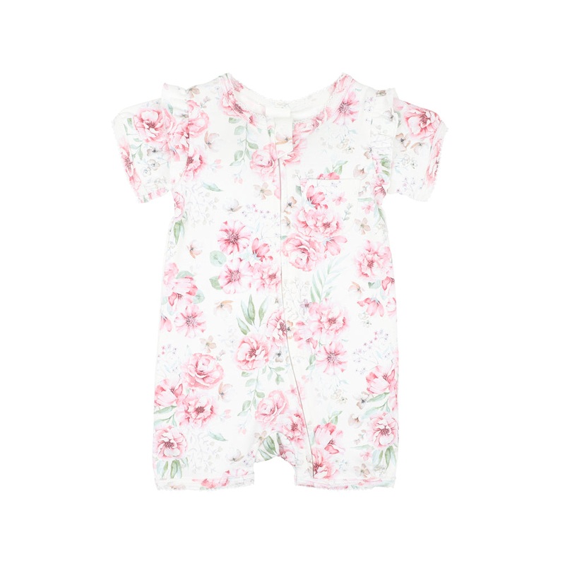 EVIE PRINT SS ZIP ROMPER