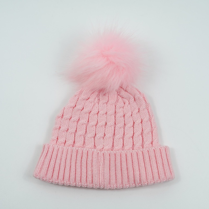 Baby Fluffy Pompom Hat Pink