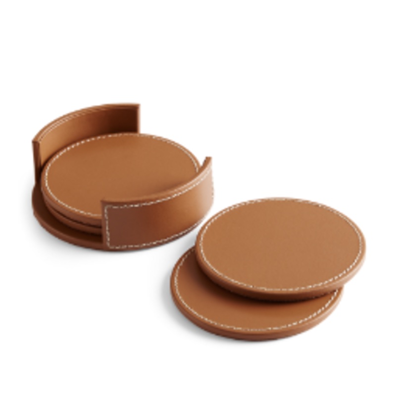 Wyatt Leather Coaster Set S97421549