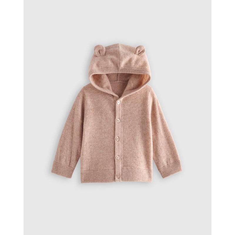 Washable Cashmere Hooded Cardigan