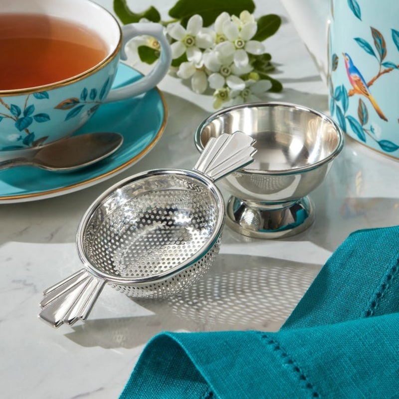 Art Deco Double-Handled Tea Strainer