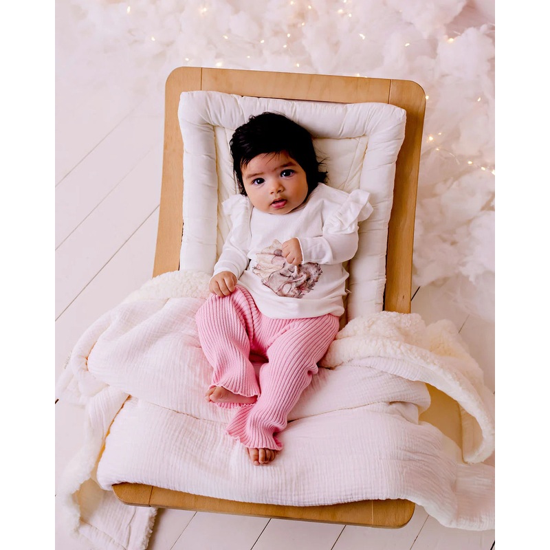 Frilly Ribbed Leggings – Blush