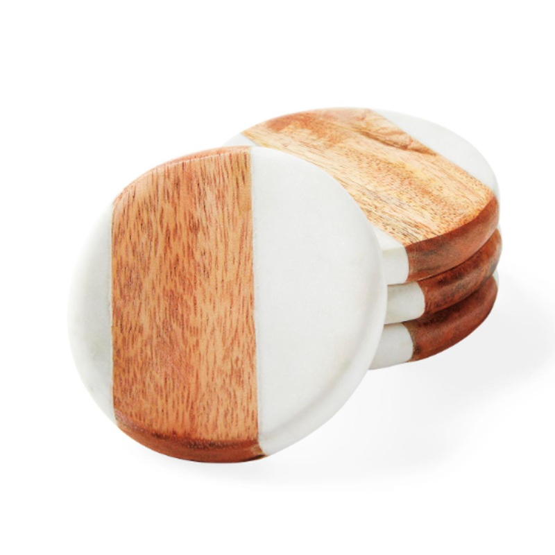 Wood and Marble Coasters (Set of 4) S97421911