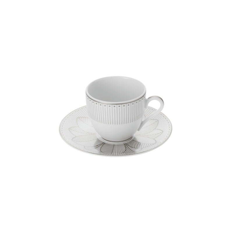 2 Porcelain Coffee Cup and Saucers Platinium Finish Malmaison Impriale
