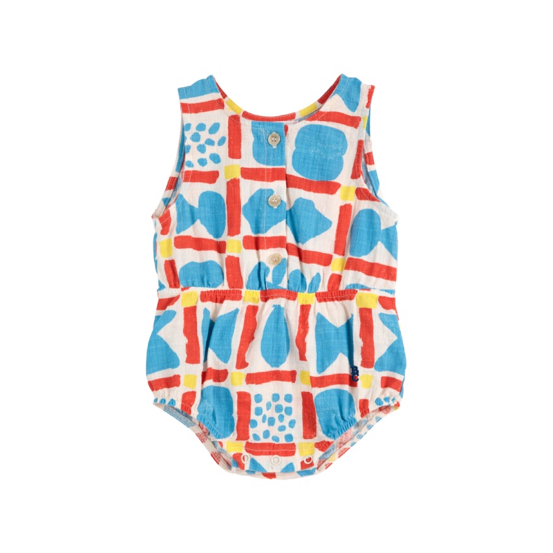 bobo choses geometric game all over woven baby romper multi