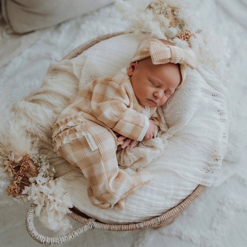 3 Little Crowns My First Growsuit and Topknot Set – Gingham