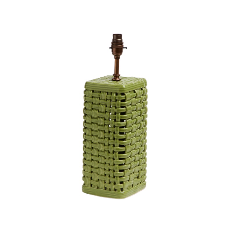 WOVEN CERAMIC LAMP BASE, GREEN
