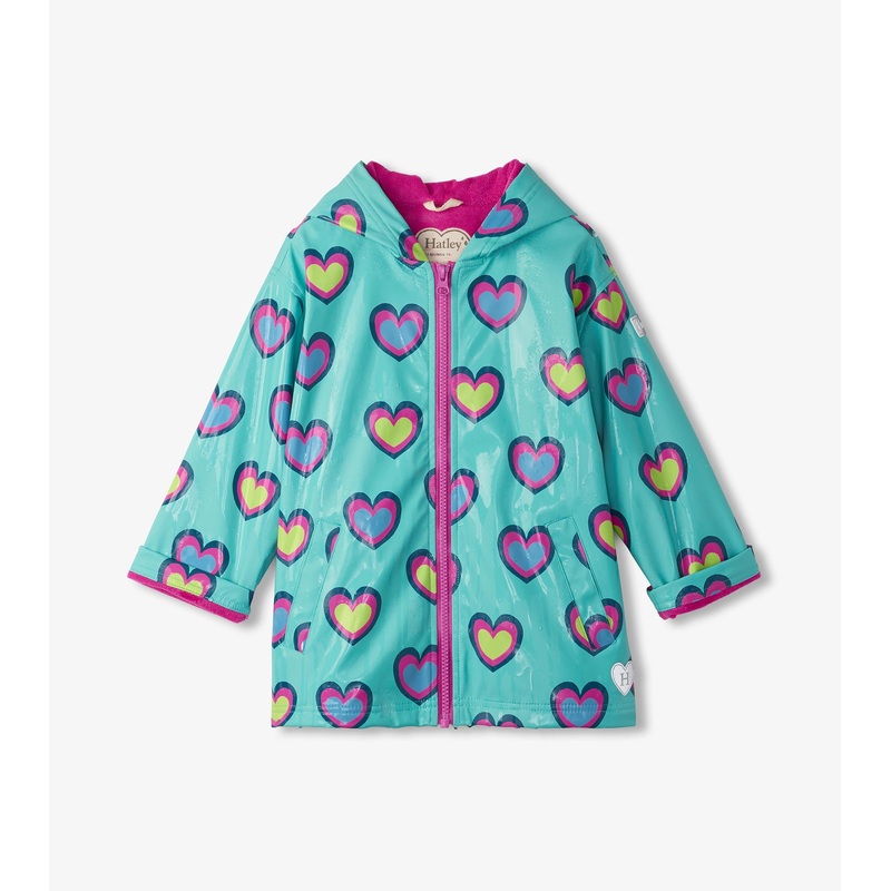 Hearts Colour Changing Zip Up Rain Jacket