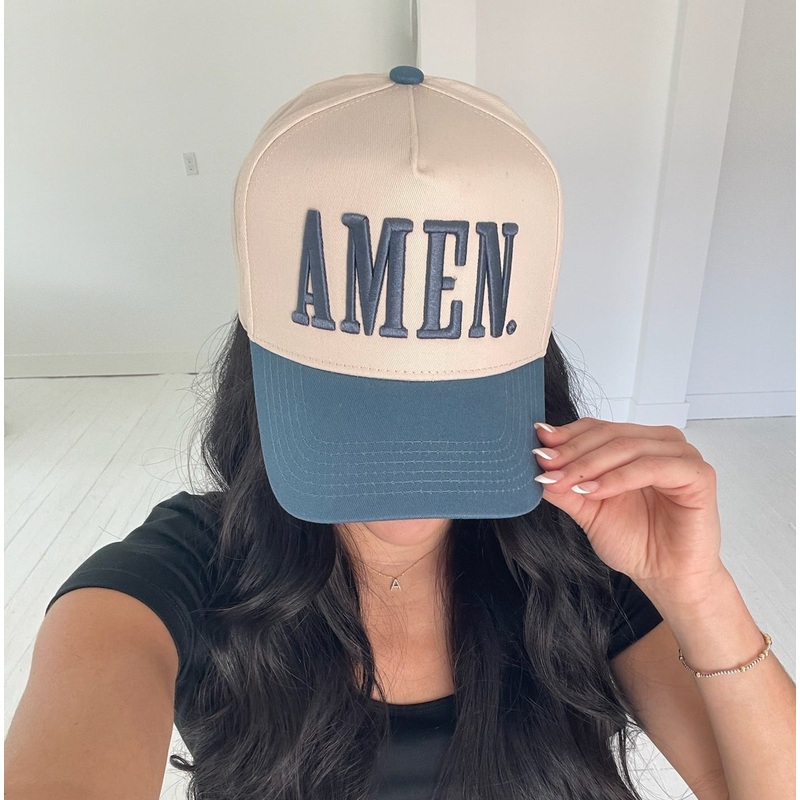 AMEN. – Slate Blue Vintage Trucker Hat – PREORDER