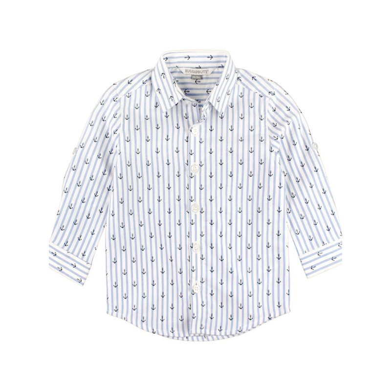 Anchors Ahoy Stripe Long Sleeve Button Down Shirt