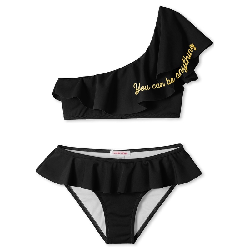 “You Can Be Anything” Black One Shoulder Bikini