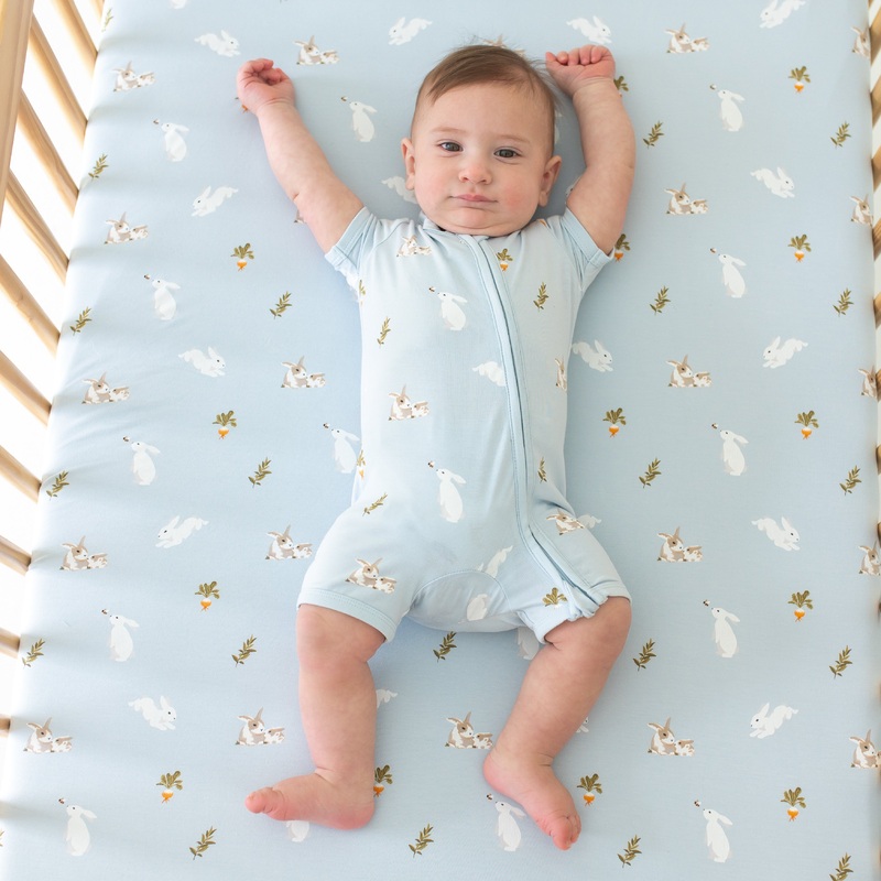 Zippered Shortall Romper in Ice Rabbit