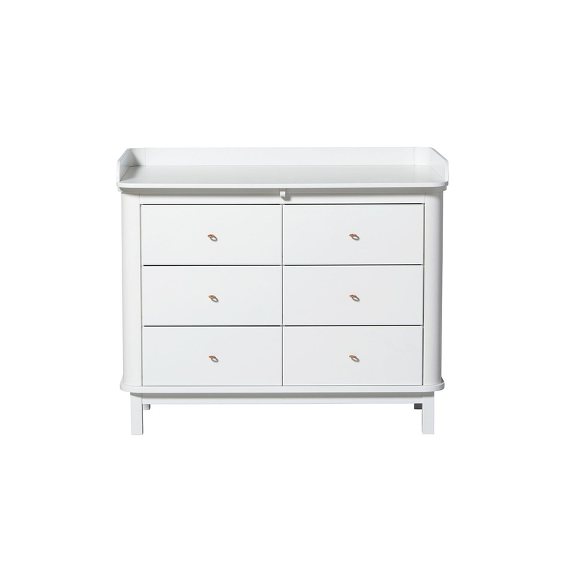 Wood Wickelkommode mit 6 Schubladen & groe Wickelplatte