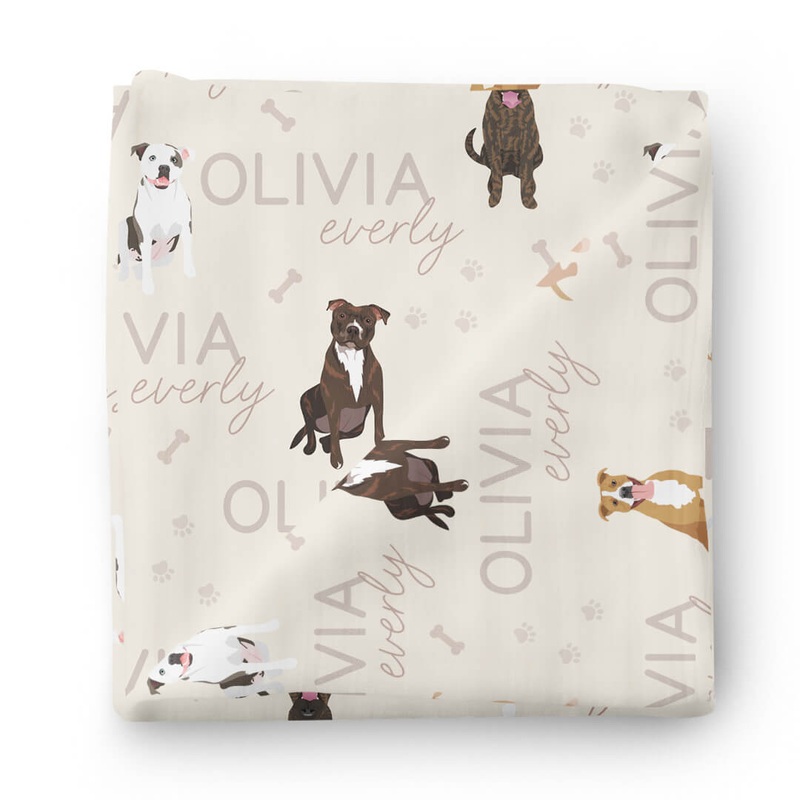 Personalized Baby Name Swaddle Blanket | Pit Bull
