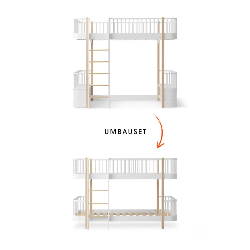 Umbau-Set von Original Hochbett zum halbhohen Etagenbett, wei/Eiche