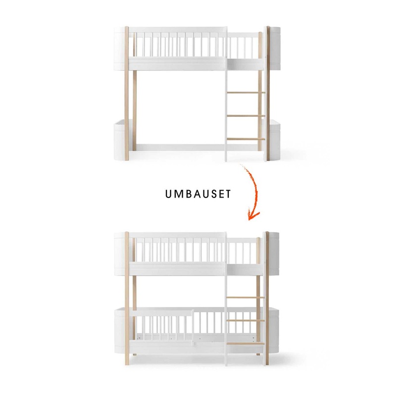 Wood Umbau-Set: Von Mini+ halbhohes Hochbett zum halbhohen Etagenbett, wei/ eiche