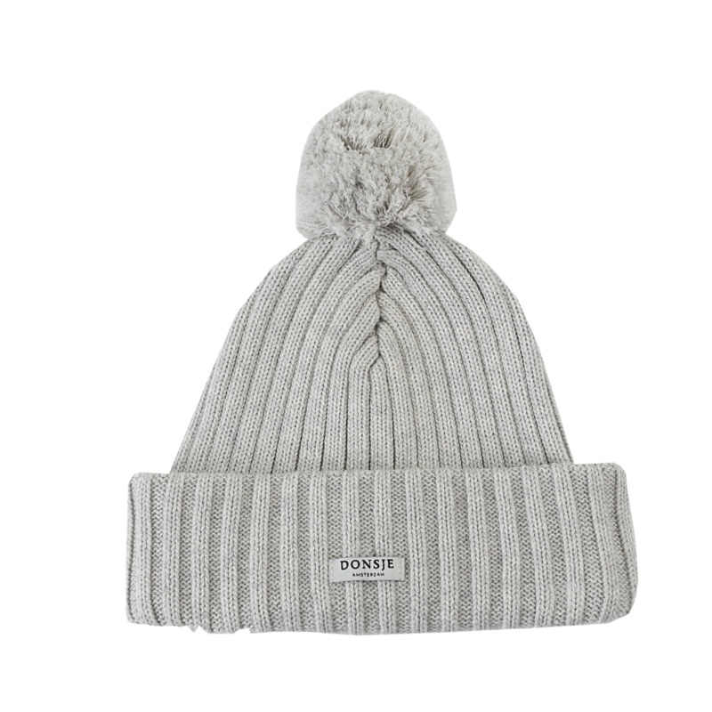 Poppom Hat | Pale Grey Melange