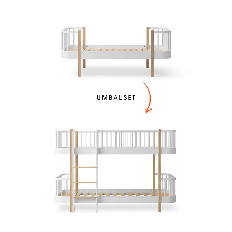 Wood Umbau-Set vom Original Juniorbett zum halbhohen Etagenbett, wei/eiche