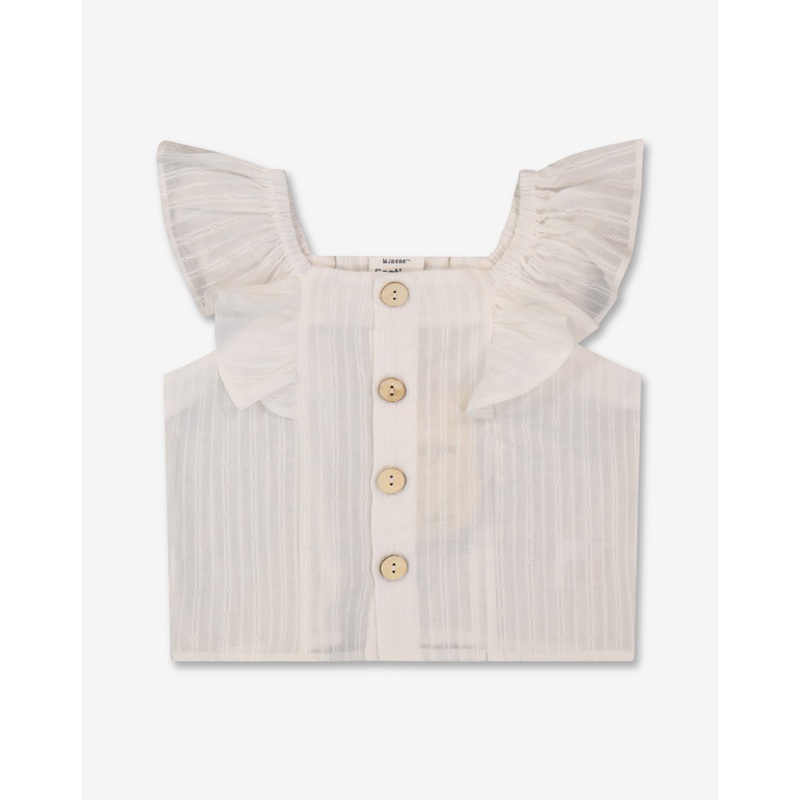 Woven Top With Raffels Straps H