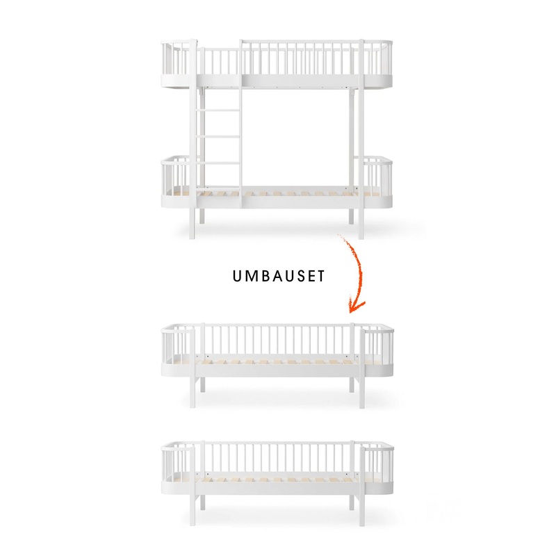 Wood Umbau-Set von Original Etagenbett zu 2 Bettsofas, wei