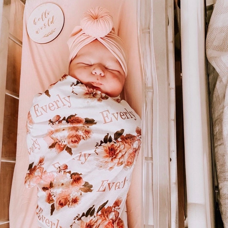 Autumn’s Rustic Floral Personalized Baby Name Swaddle Blanket