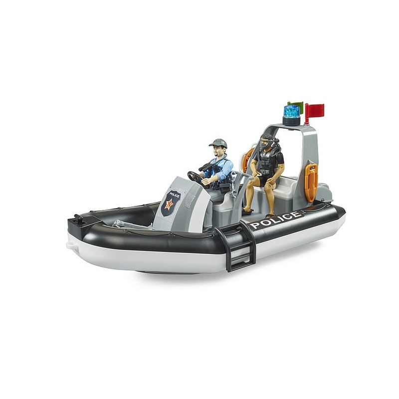 Bruder 62733 bworld Police boat, rotating beacon light, 2 figures + accessories