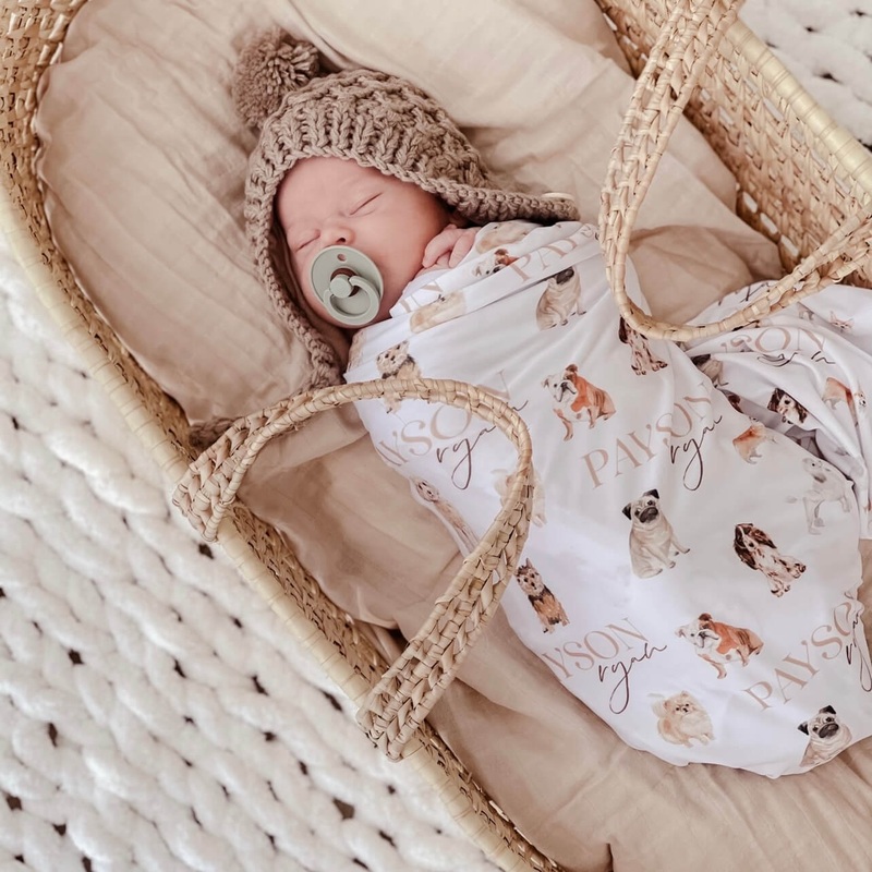 Puppy Love Personalized Baby Name Swaddle Blanket