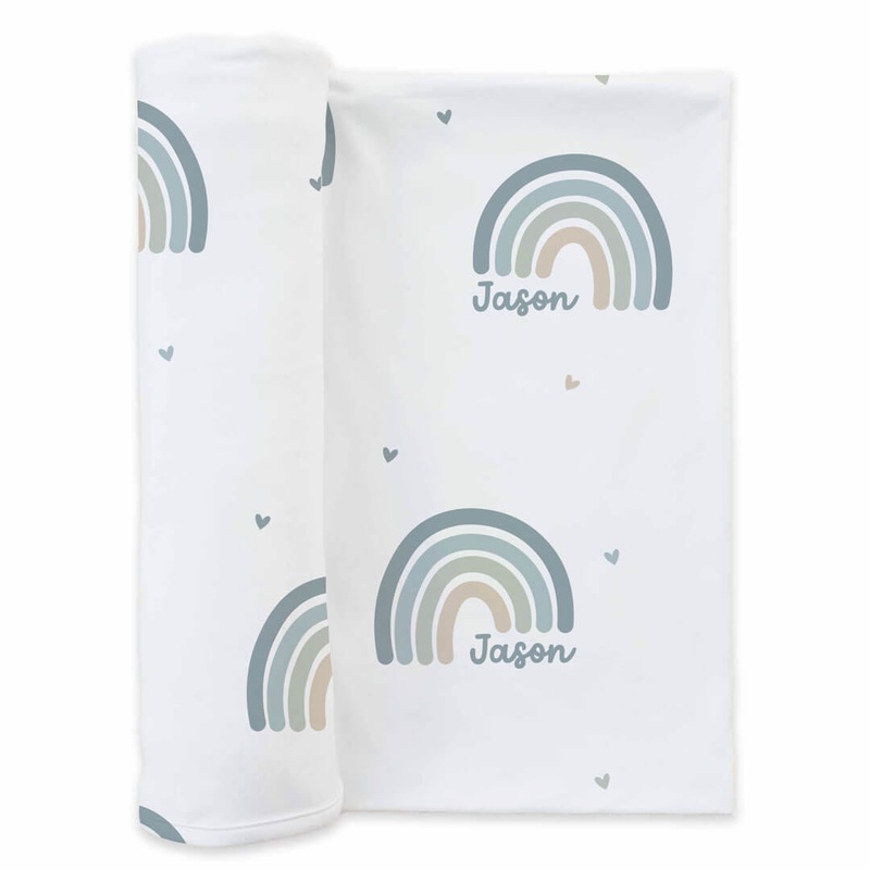 Boy Rainbow Personalized Baby Name Swaddle