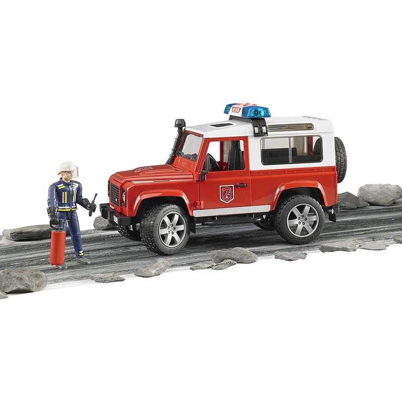 Bruder Land Rover Def St. Wagon Fire Departmemt Vechicle & Figure