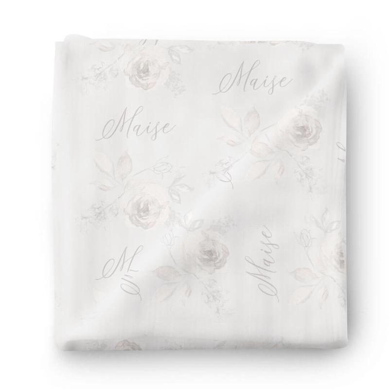 Ivy’s Vintage Floral Personalized Baby Name Swaddle Blanket