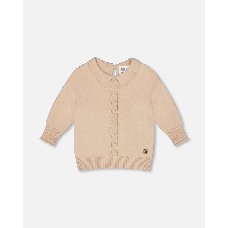 3/4 Sleeve Knitted Sweater Beige