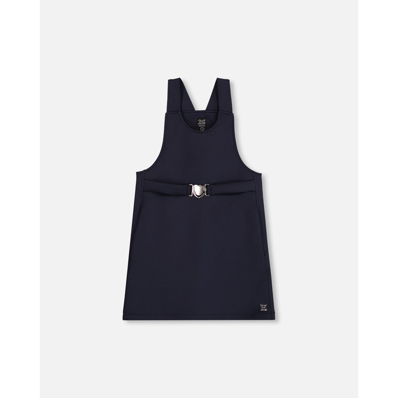 Milano Jumper Dress Navy Blue With Buckle Detail