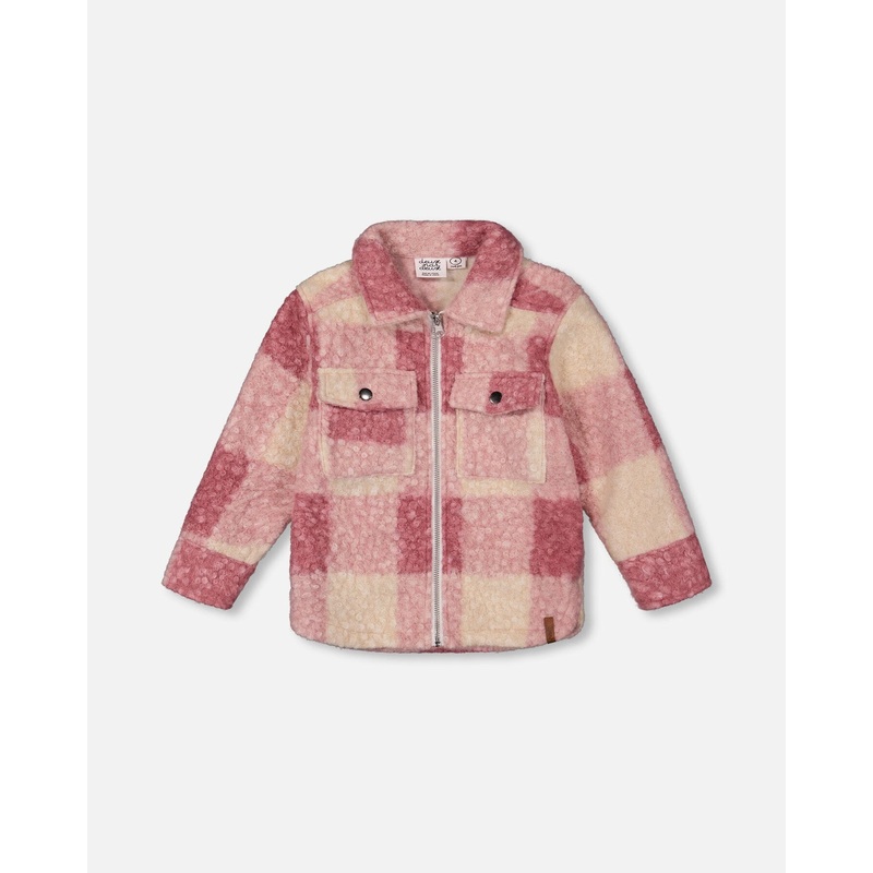 Zipped Plaid Overshirt Off-White And Pink