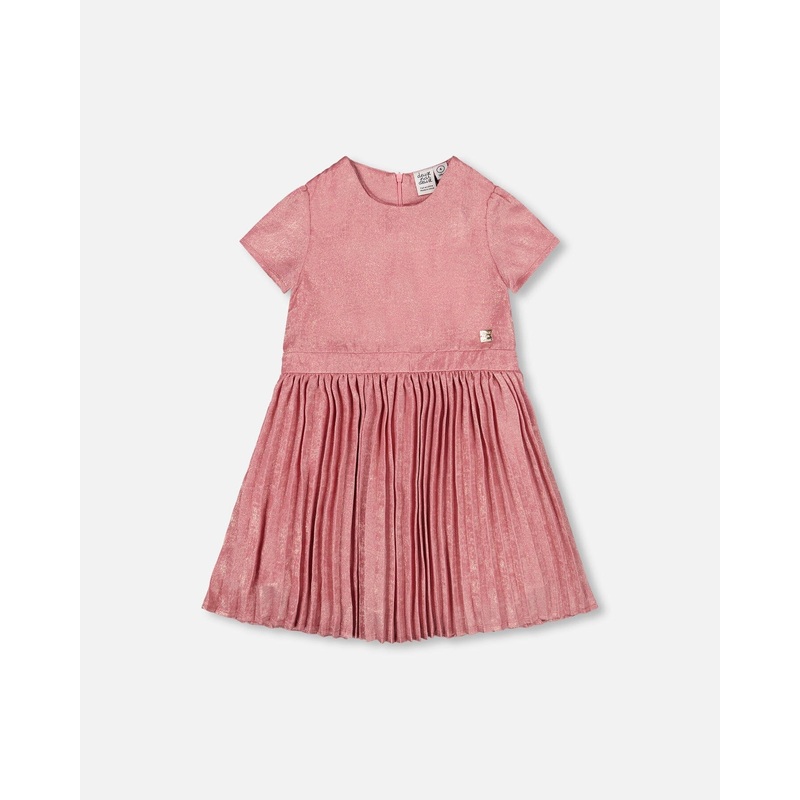 Short Sleeve Dress With Pleated Skirt Dusty Pink