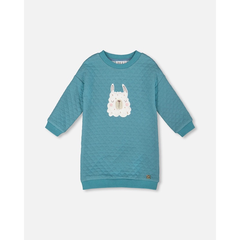 Quilted Tunic Dress Turquoise Blue