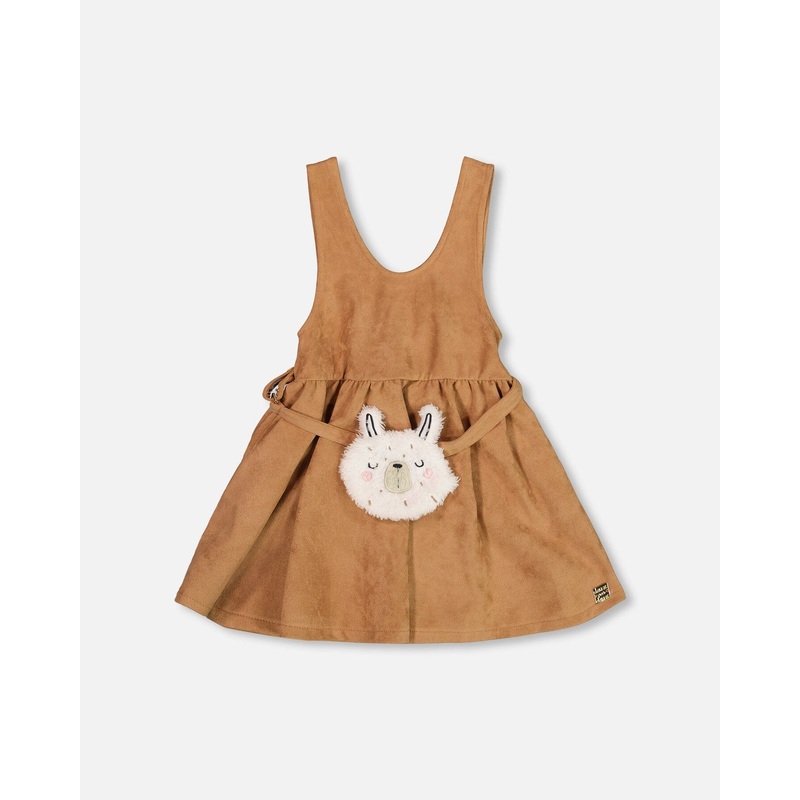 Stretch Suede Effect Jumper Light Pecan Brown With Llama Bag