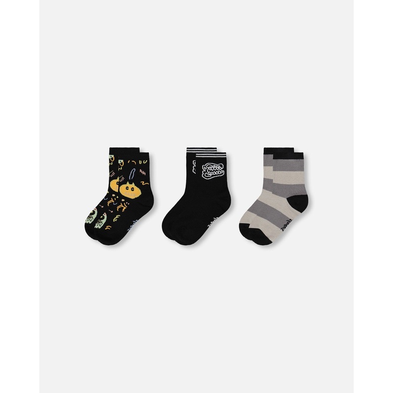 3-Pack Knit Socks Black