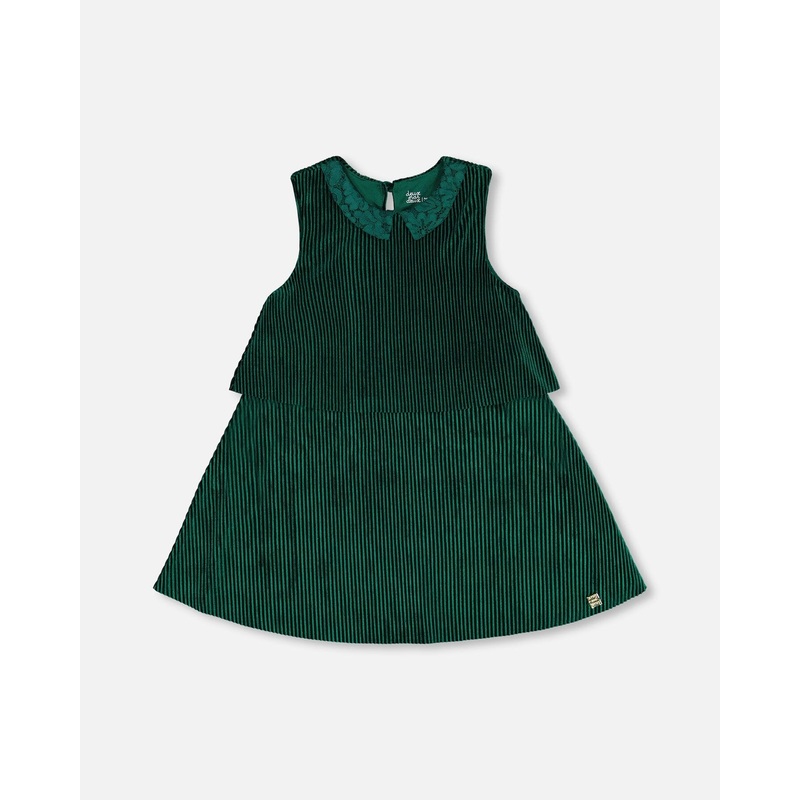 Sleeveless Dress With Eyelet Collar Forest Green