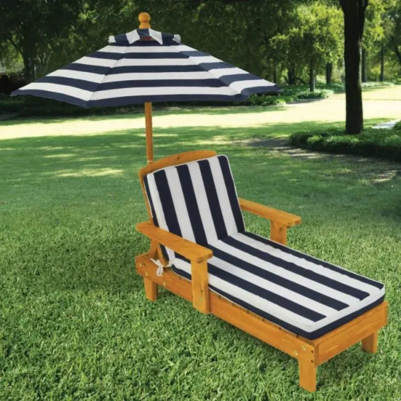 Outdoor Chaise with Umbrella – Navy 105
