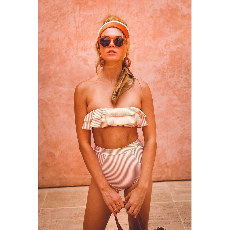 Perth Bandeau Bikini – Yellow & White XS