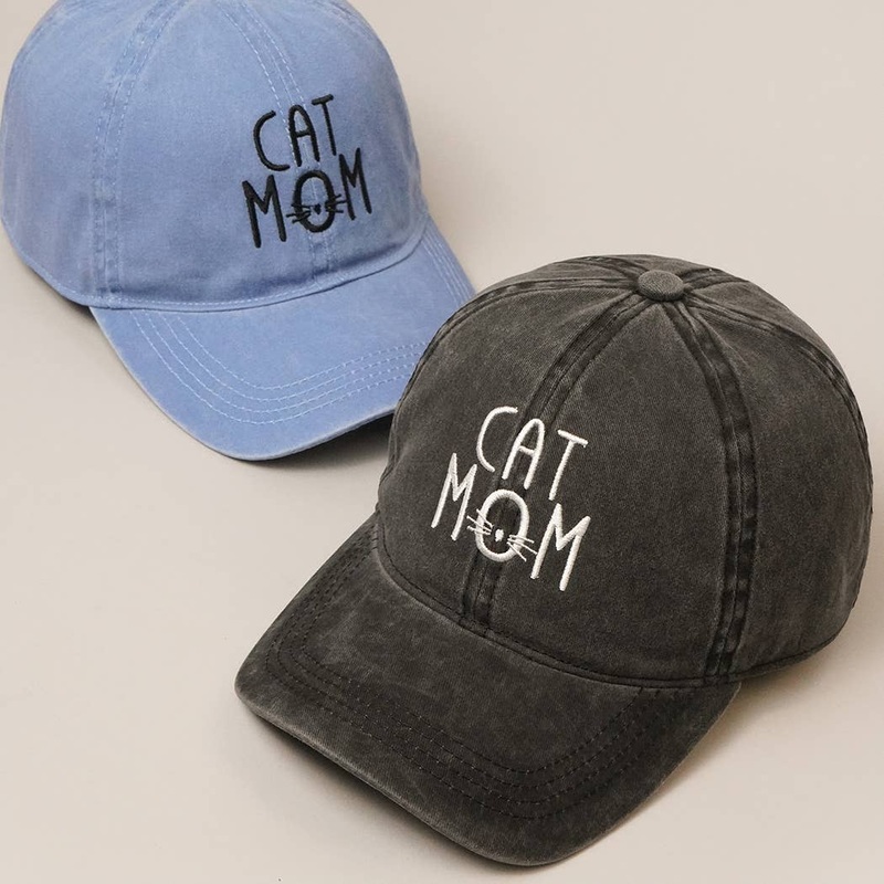 CAT MOM Denim Cotton Adjustable Hat Black