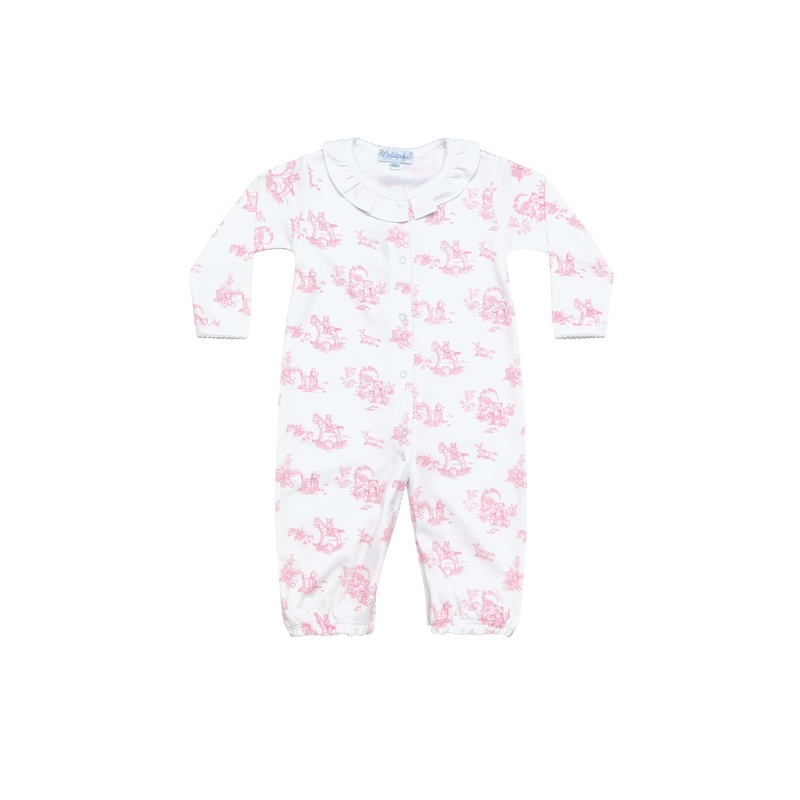 Pink Toile Baby Converter Gown Pink New Born