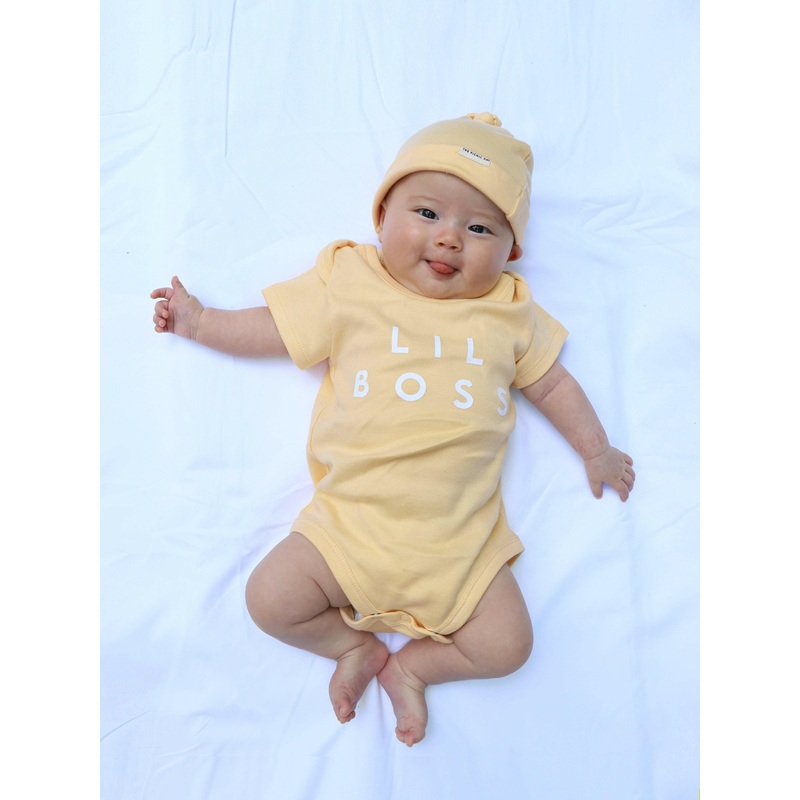 Lil Boss Organic Cotton Romper Lemon Yellow 3-6m
