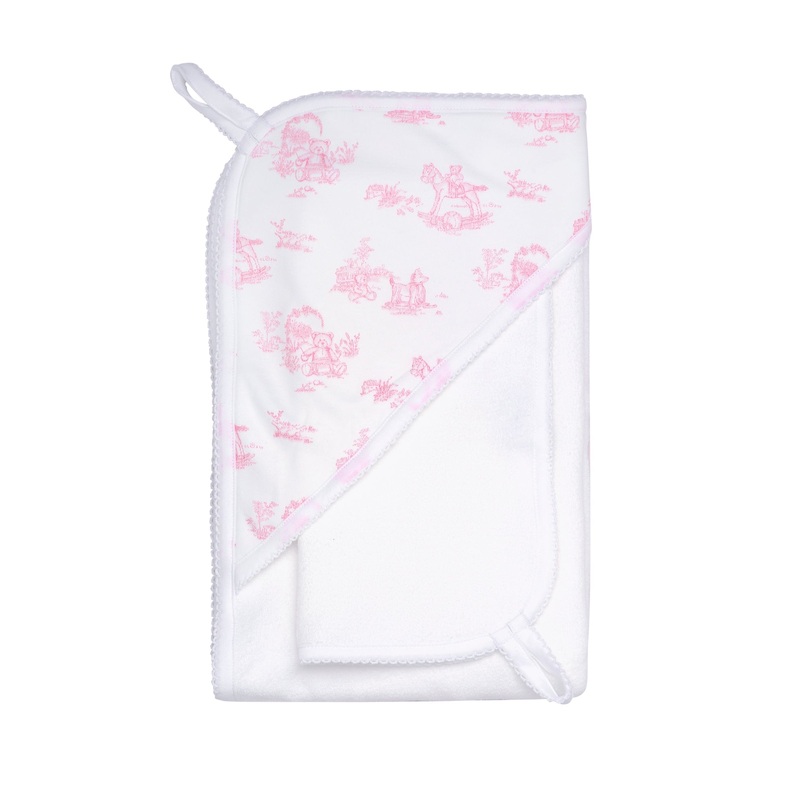 Pink Toile Hooded Towel Pink One Size