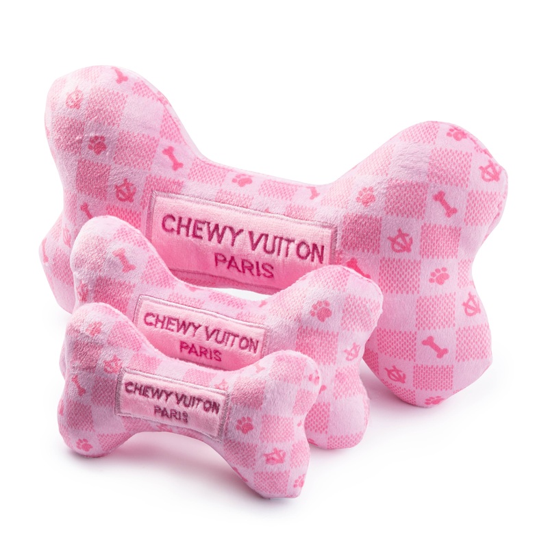 Haute Diggity Dog – Pink Checker Chewy Vuiton Bone by Haute Diggity Dog Small