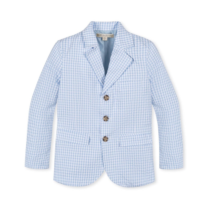 Hope and Henry – Organic Seersucker Suit Jacket 7 Classic Blue Gingham