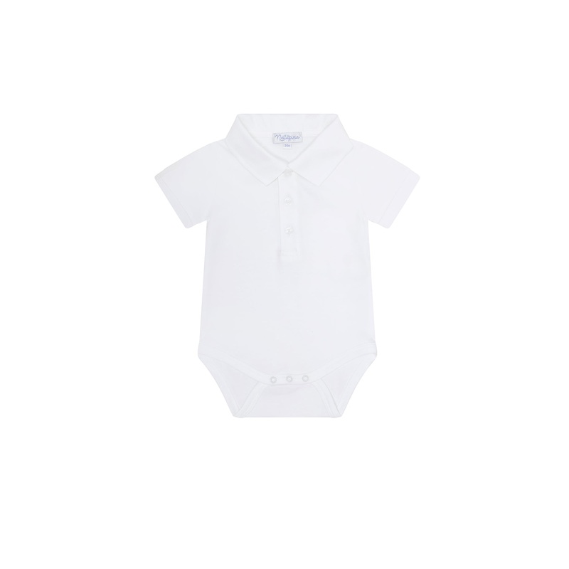 White Boy Short Sleeve Onesie White 3 – 6M