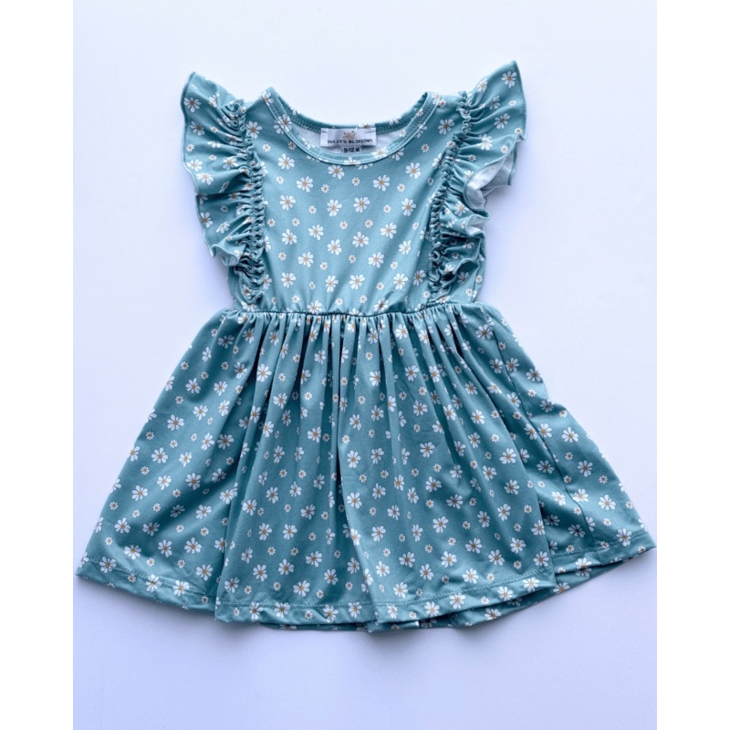 Zoey Ruffle Play Dress – Mint Daisy 0-3months