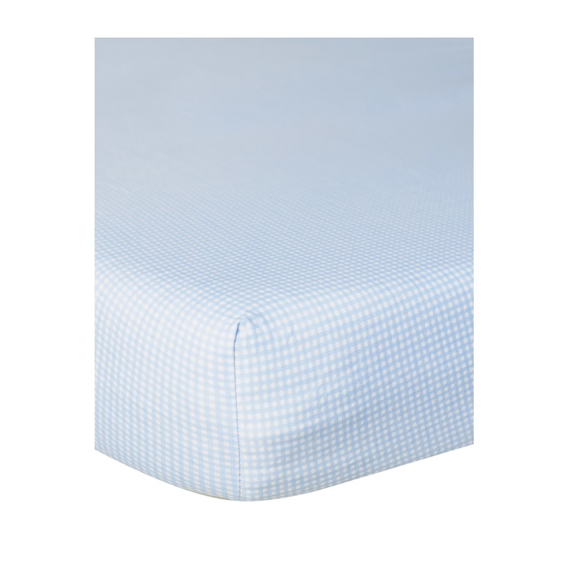 Blue Gingham Crib Sheets Blue One Size