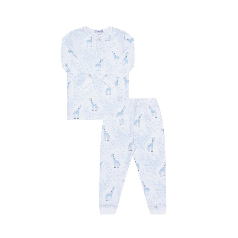Blue Giraffe Print Pajama Blue 9 – 12M